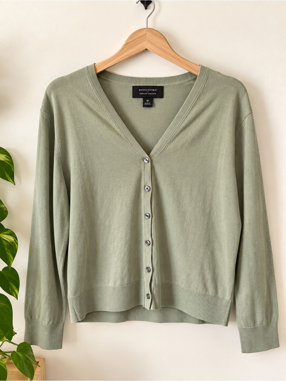 Banana Republic Forever Sweater Sage Cardigan M